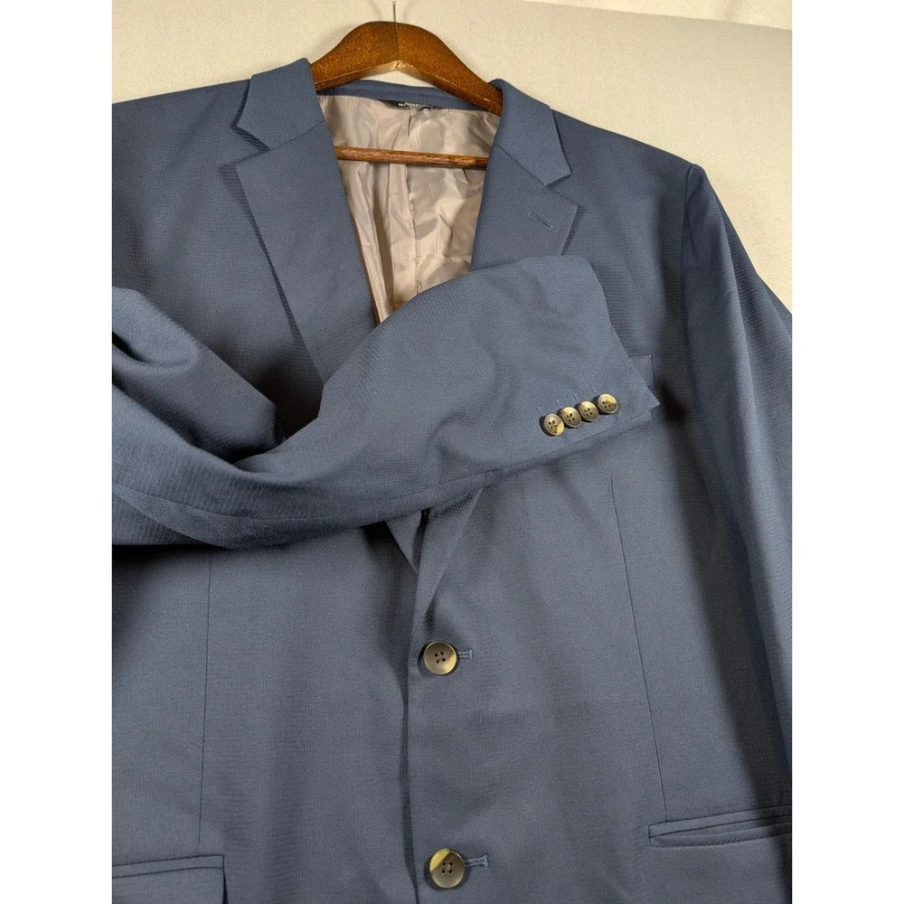 Haggar H26 Mens Blue Tailored Fit Two Button Blazer Sport Coat 48R HZ70304